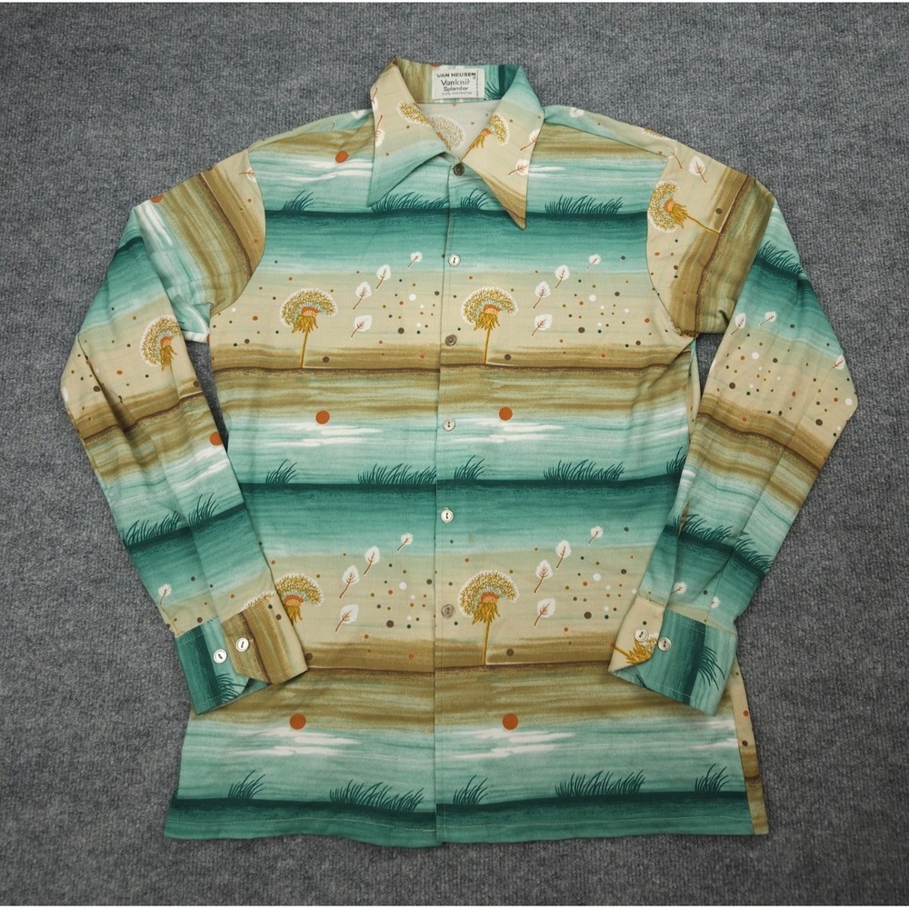 Vintage Van Husen Shirt Men's Medium 15-15.5 Disco Retro 70's 80's Splendor